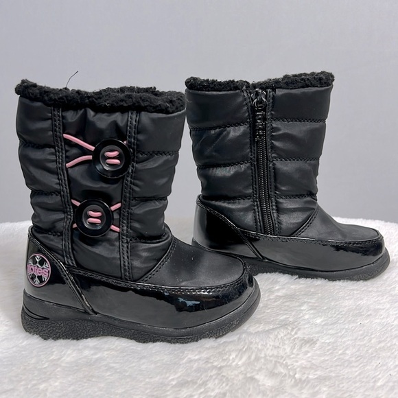 Totes Black Snow and Rain Boots with Pink Accents Girl's Toddler size 9 - Picture 1 of 14